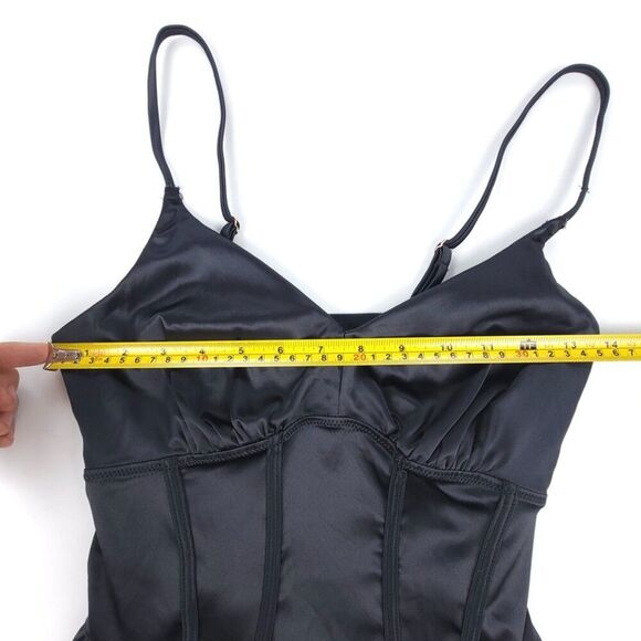 ASOS Dorina Regardless Teddy Lingerie Corset Romper Black Satin Whimsigoth - Picture 3 of 9